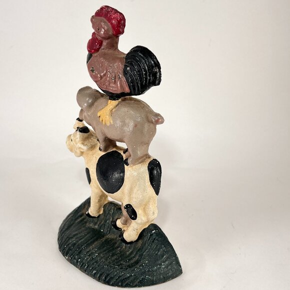 Vintage Farm Animals Cast Iron Door Stop Stacked Country Farmhouse Home Decor - Picture 2 of 9